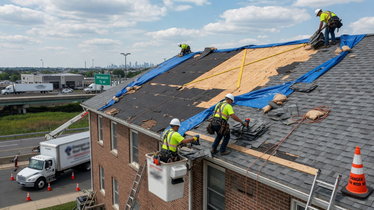Emergency roof repair service in Secaucus, NJ addressing urgent roofing issues